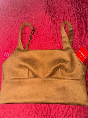 New SPANX suede caramel Longline Bralette size XS